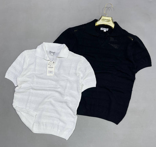 Polo Homme en Maille Texturée – Manches Courtes, Léger, Coupe Classique